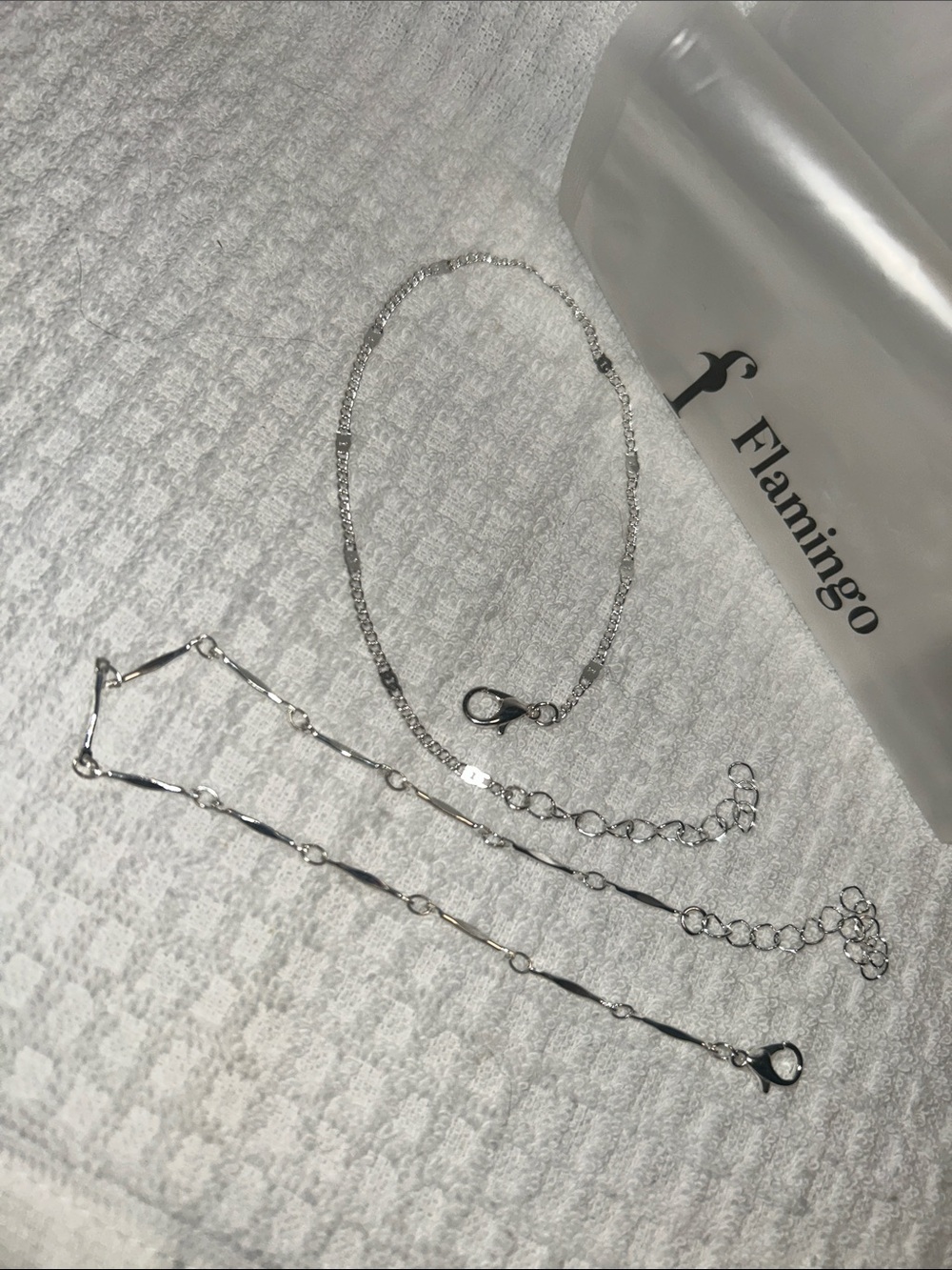 Sleek Bundle of 2 Silver Chain Anklets